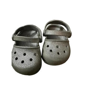 Crocs Kids Silver‎ Sparkle Karin Clogs Size 4